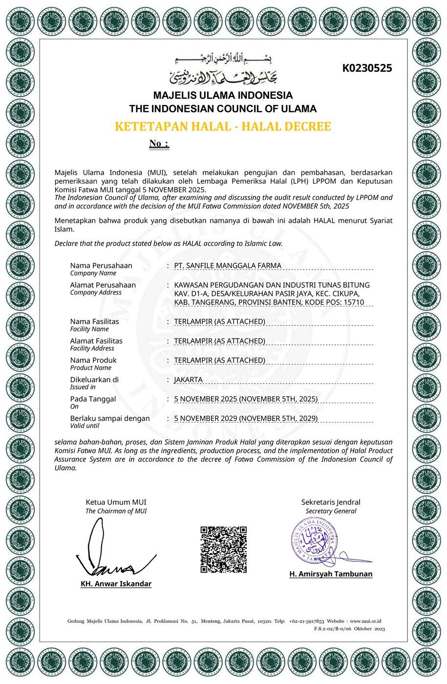 Halal decree - K0230525